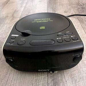 Sony Dream Machine FM/AM CD Clock Radio ICF-CD815 Black White CD-R/RW Playback